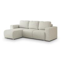 ECKSOFA RINOVA Creme Geflochtener Stoff mit Schlaffunktion - Creme, Holz (250/143cm) - MASSENO