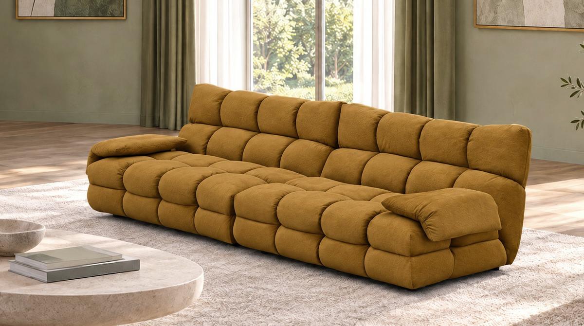 SOFA AMIA Braun Velvet - Schwarz/Braun, Kunststoff/Textil (290/86/108cm) - KAWOLA