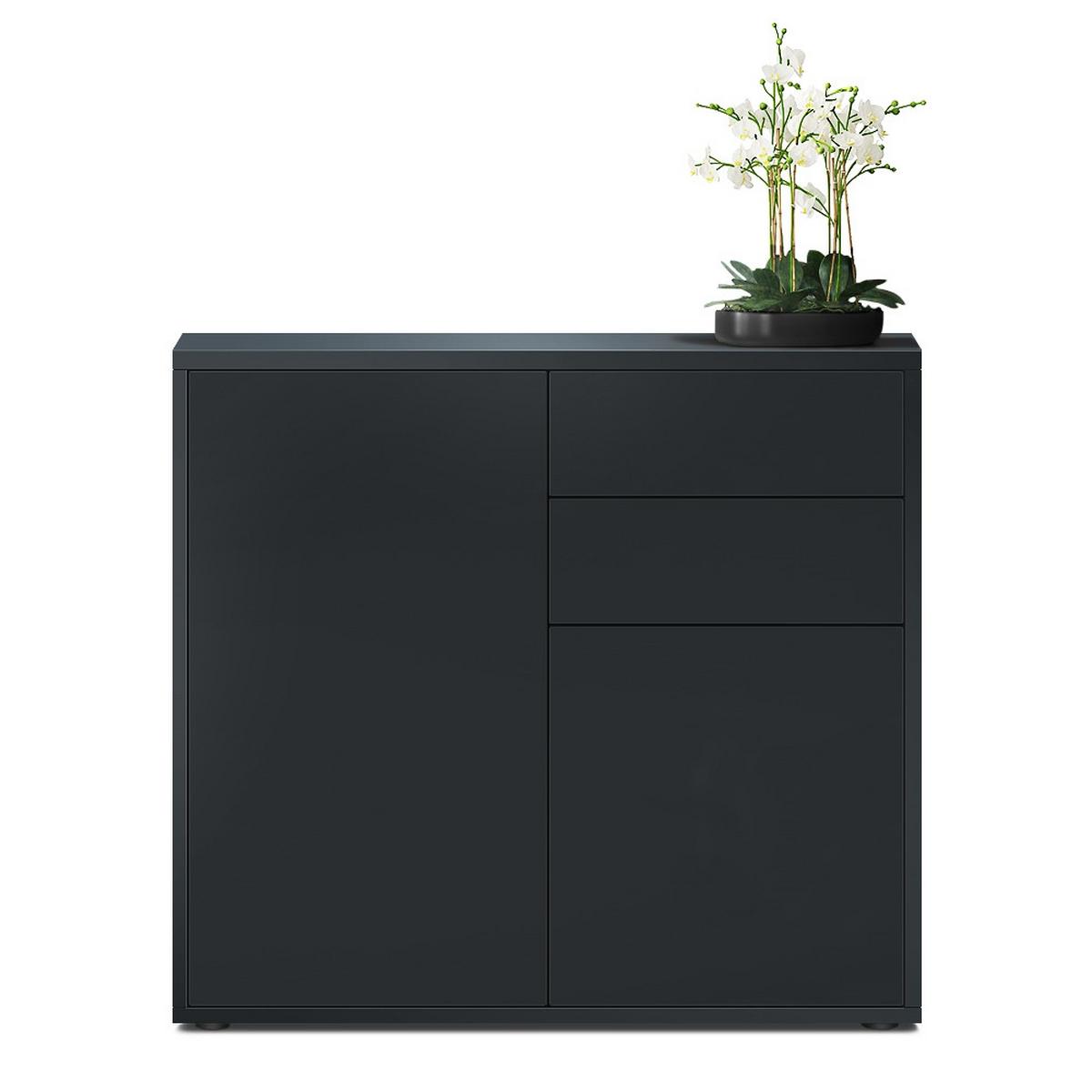 KOMMODE Ben Front in Schwarz matt - Schwarz, Holzwerkstoff (79/74/36cm) - Vladon