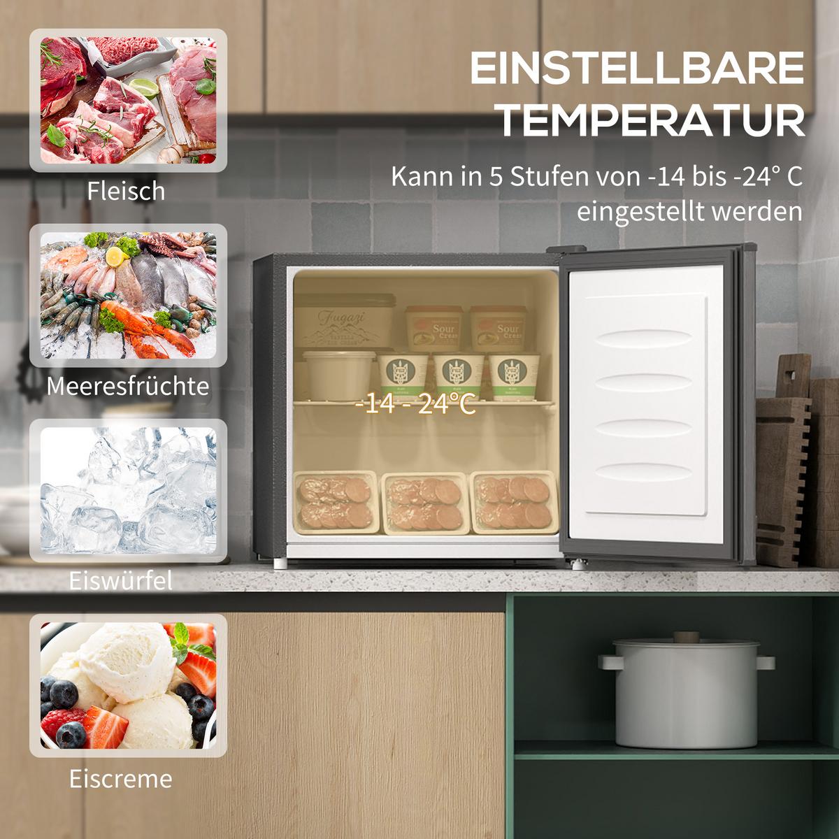MINI-GEFRIERSCHRANK aus Stahl Kunststoff Grau - Grau, Kunststoff (44.2/48.8/47cm) - HOMCOM