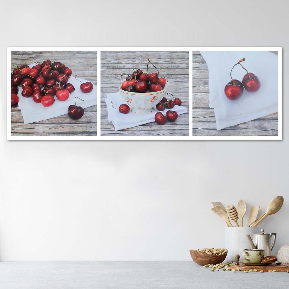 WANDBILD saftige burgunderkirschen - Rot, Textil (90/30cm) - Feeby