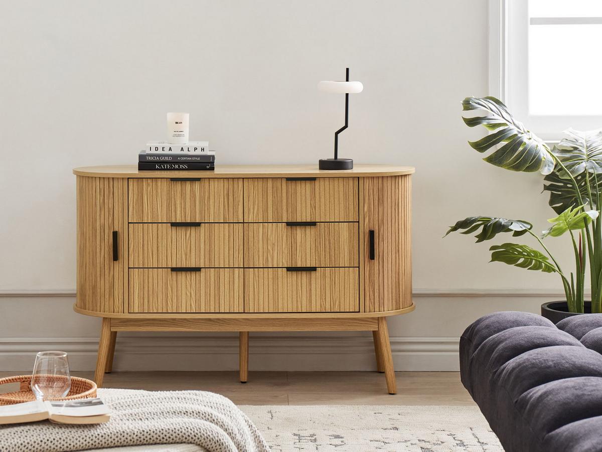 KOMMODE mit 6 Schubladen Braun Selah - Braun, Holzwerkstoff (120/75/40cm) - Beliani