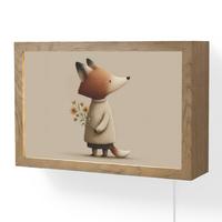 WANDLEUCHTE Fuchs - Gelbe Blumen - Minimalistisch 30x20 cm - Taupe, Holzwerkstoff (30/20/8cm) - OnlyWow