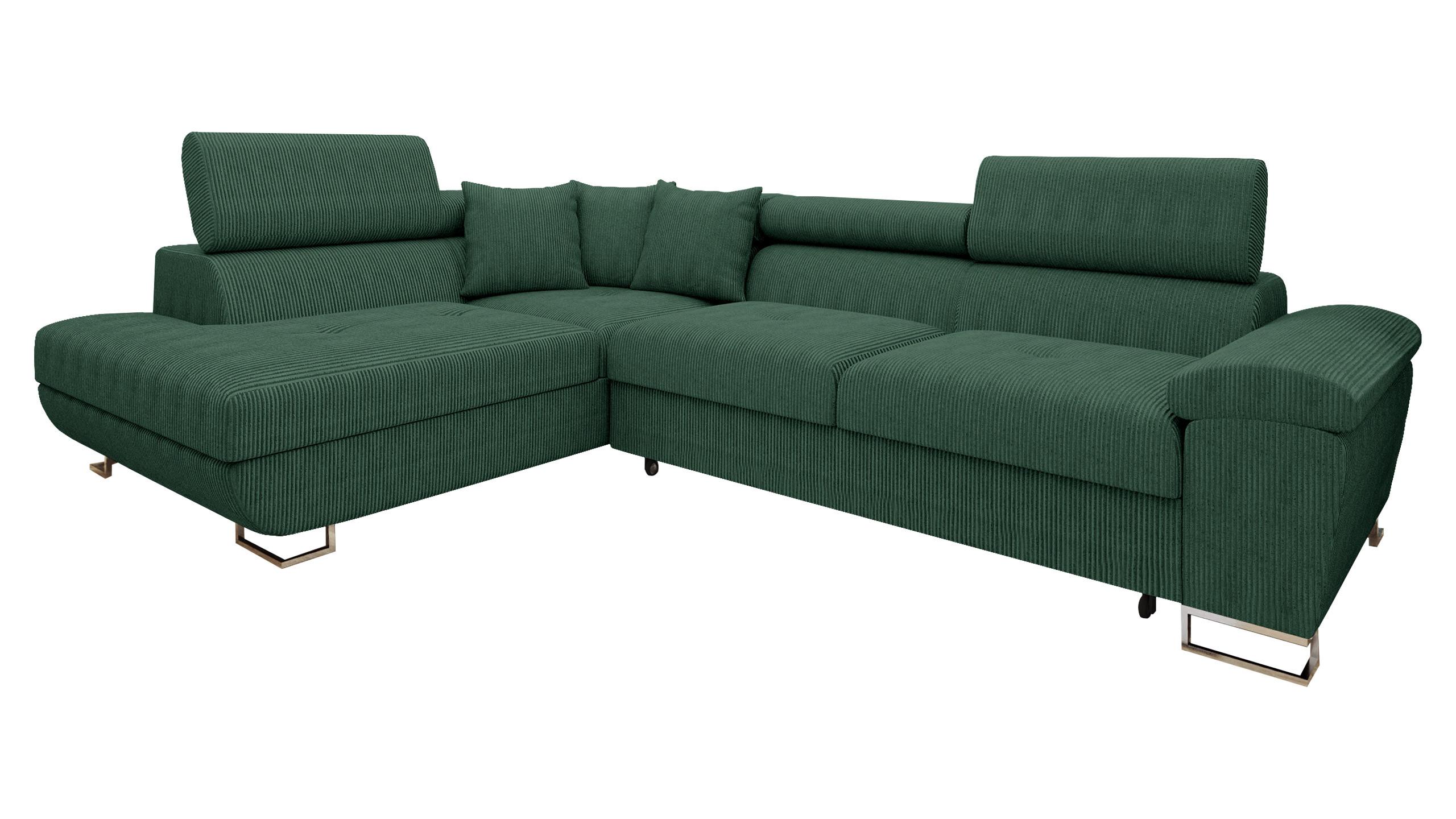 ECKSOFA Cotere Cord, Seite: Links - Grün, Holz/Textil (270/202cm) - MIRJAN24