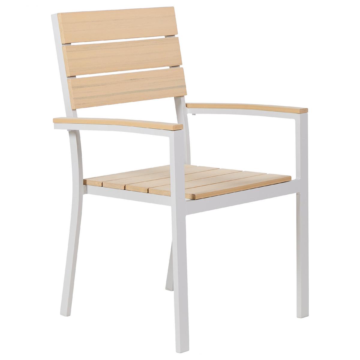 GARTENMÖBEL-SET 6-Sitzer Kunstholz beige/weiß Como - Beige/Weiß, Kunststoff - Beliani