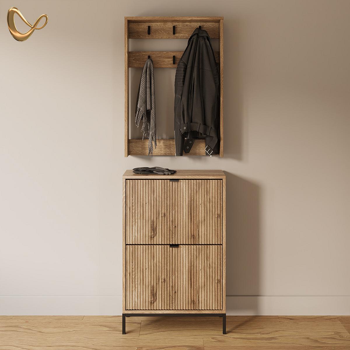 GARDEROBE Aterno Viking Oak Set, 2 Teile - Eichefarben, Holzwerkstoff (60/92/24cm) - Livinity®