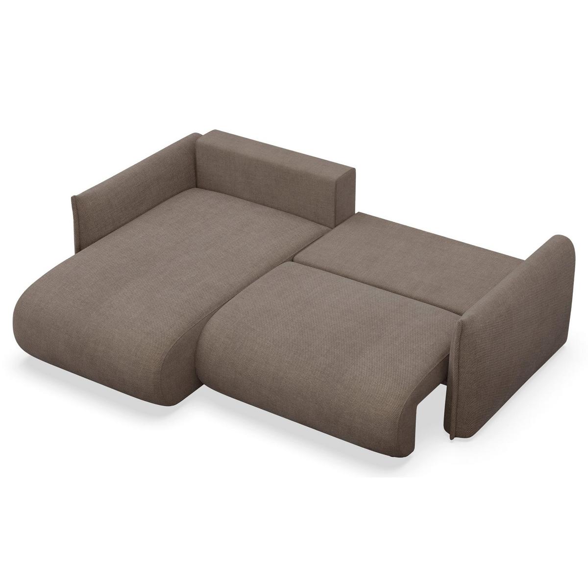 ECKSOFA Cushi Hellbraun-Chenille - Hellbraun/Schwarz, Kunststoff/Textil (252/183cm) - Selsey