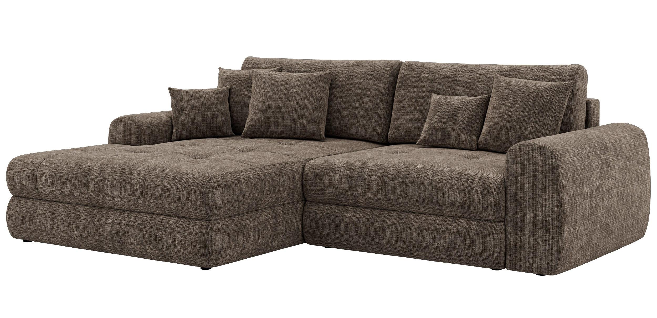ECKSOFA ARELIA L - Braun Schenille grob gewebt - Rechts Seite - Schwarz/Braun, Kunststoff/Textil (205/292cm) - MKS