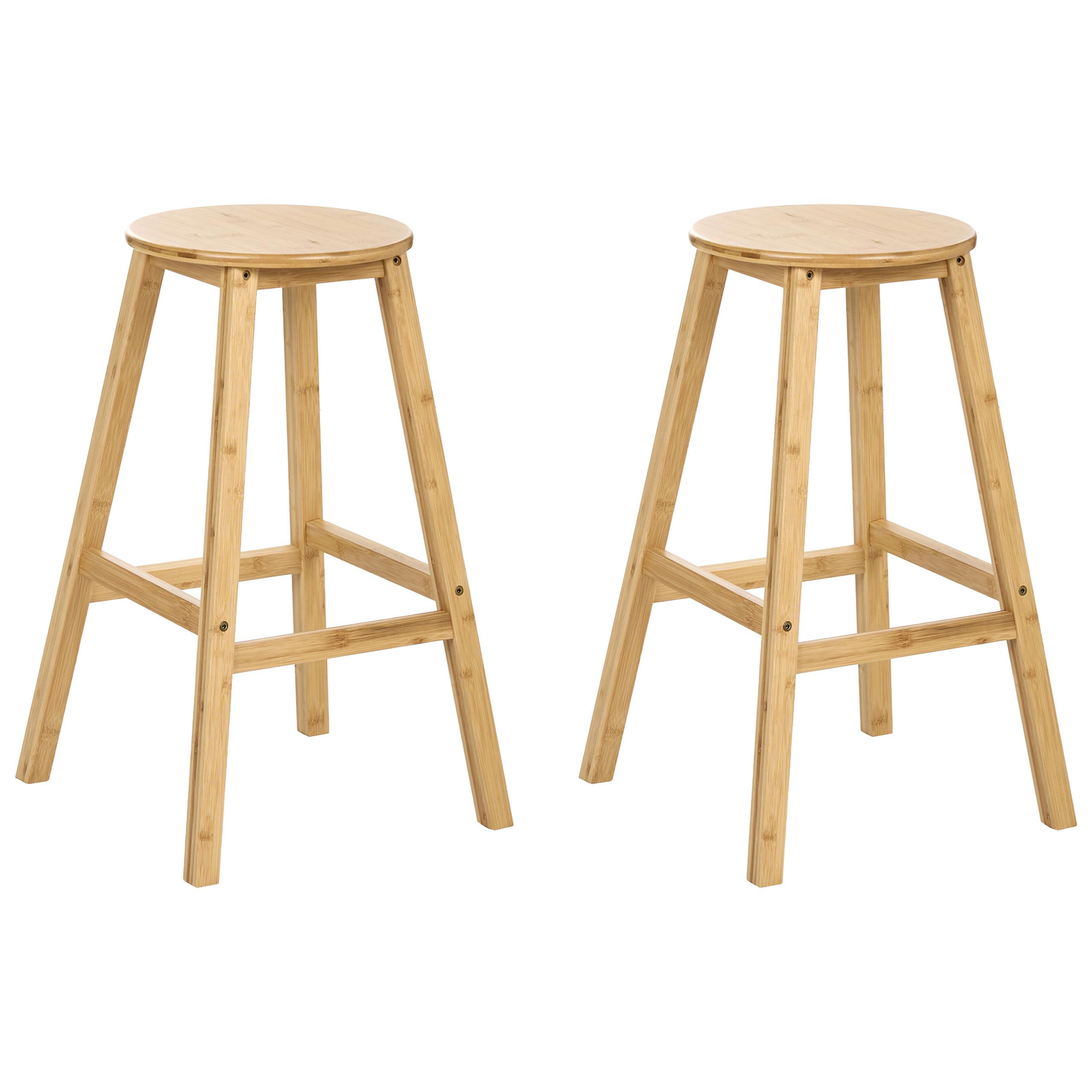 BARHOCKER 2er-Set Bambus Hellbraun Ancelle - Hellbraun/Braun, Holz (40/65/40cm) - Beliani