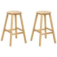 BARHOCKER 2er-Set Bambus Hellbraun Ancelle - Hellbraun/Braun, Holz (40/65/40cm) - Beliani