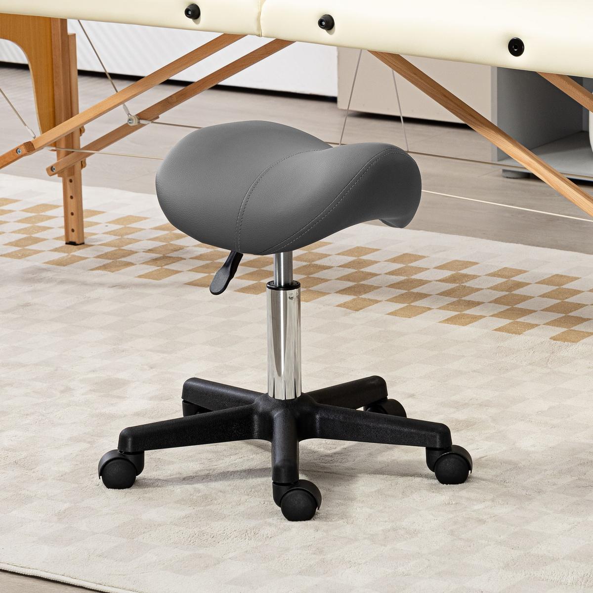 ROLLHOCKER Kunstleder Stahl Grau - Grau, Textil (47/59/48cm) - HOMCOM