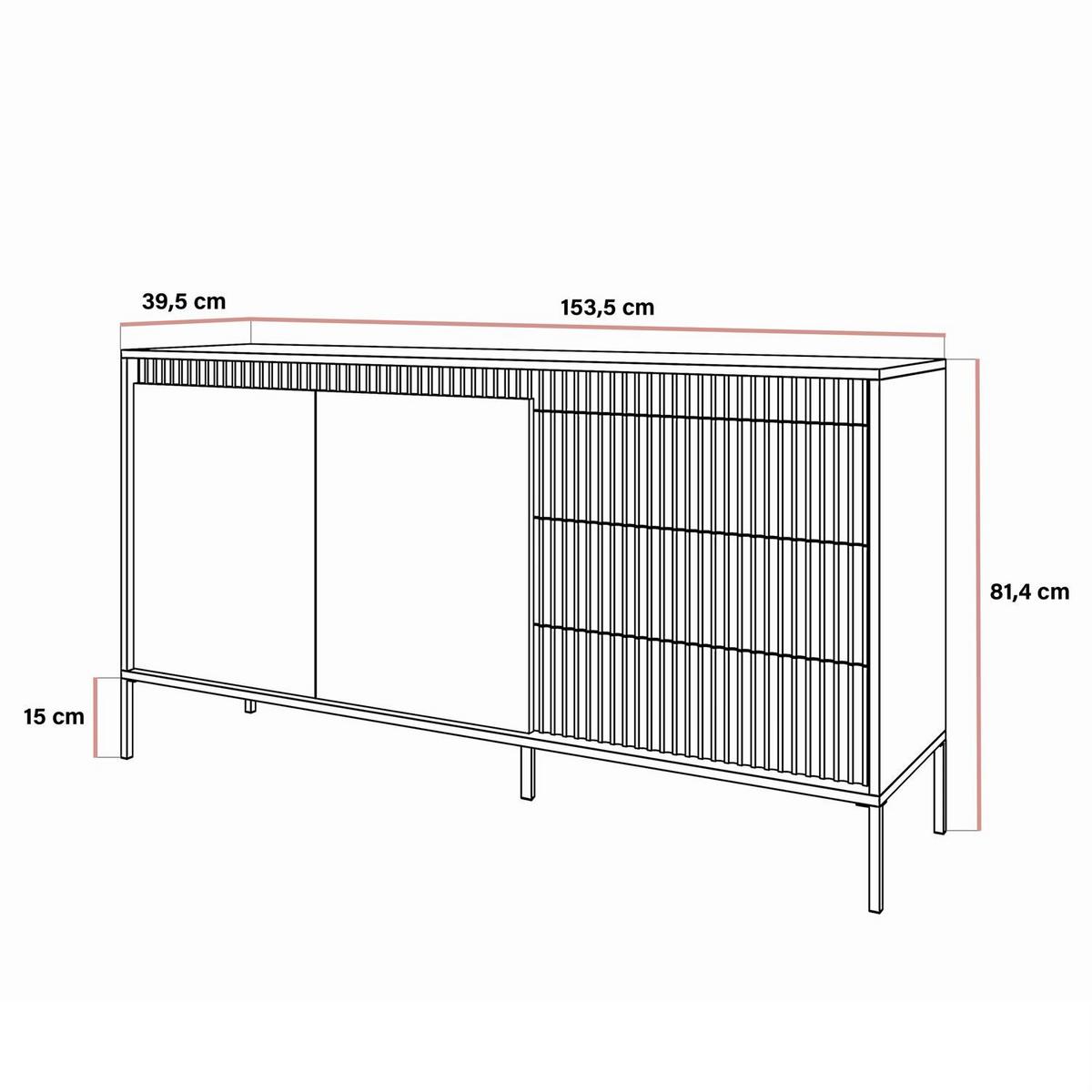 SIDEBOARDS YASUMI 153 2D3S mit Schubladen schwarz matt - Schwarz, Holzwerkstoff (153.5/81.4/39.4cm) - Lookway