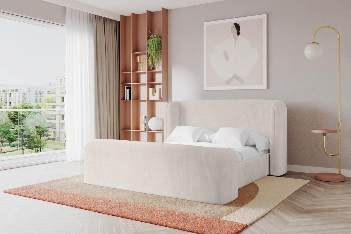 POLSTERBETT mit Bettkasten, Fußteil und Lattenrost, Bett mit Matratze H3/H4 - ESTI-Z 140x200 Beige - Greige, Holzwerkstoff/Textil (140/200cm) - ALTDECOR