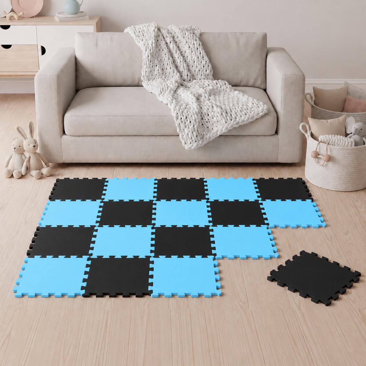 SPIELMATTE ab Null - 180/90 cm Puzzlematte Schwarz - Multicolor, Kunststoff (30/30cm) - Littletom