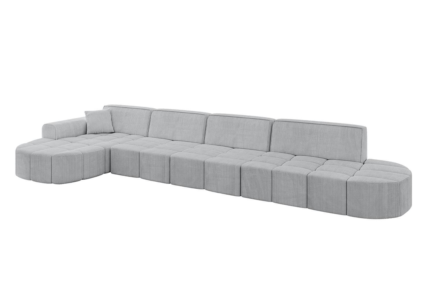 ECKSOFA Ottomane Links LIVO-L3 - 422x173x79,5 cm Grau - Grau, Holzwerkstoff/Textil (422/173cm) - ALTDECOR
