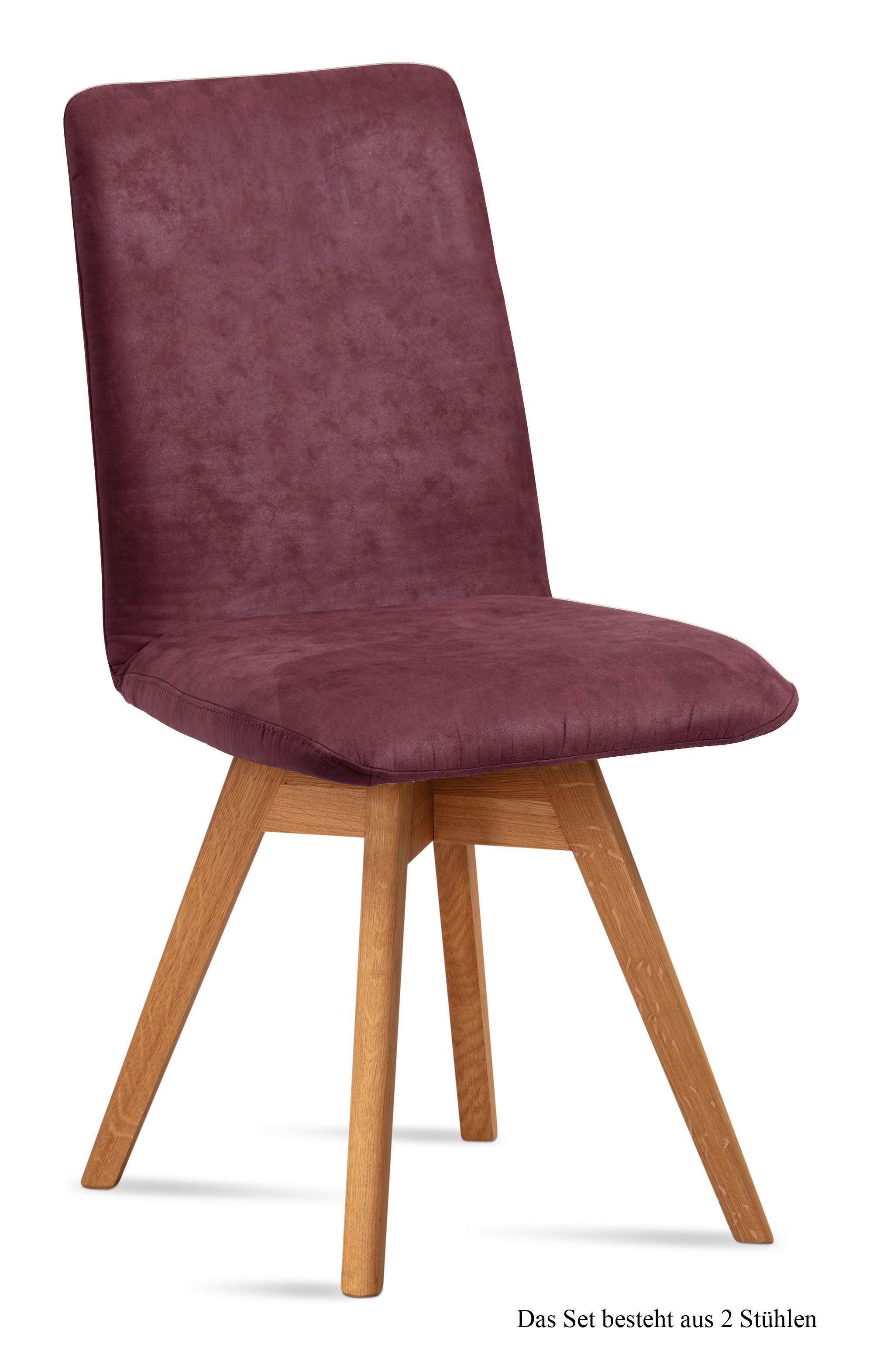 ESSZIMMERSTUHL drehbar (2er-Set) Donni 47x92x60 Eiche geölt/Marsala - Eichefarben/Brombeere, Kunststoff (60/92/47cm) - 58aufmkessel