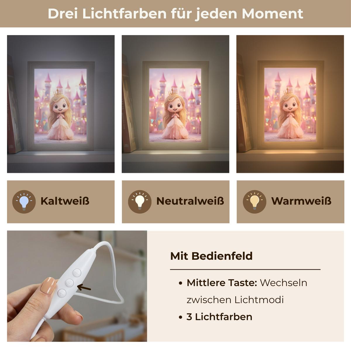 NACHTTISCHLAMPE Prinzessin - Rosa - Schloss 15x20 cm - Rosa, Holzwerkstoff (8/15/20cm) - OnlyWow