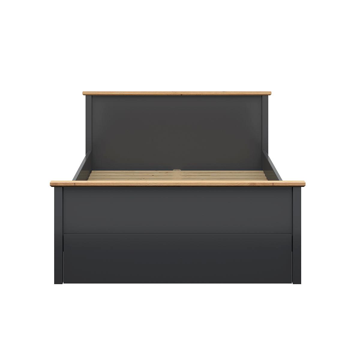 BETT 140/200 Duck Anthrazitgrau und Holz in Eichenoptik - Grau, Holzwerkstoff (140/200cm) - Petits-meubles