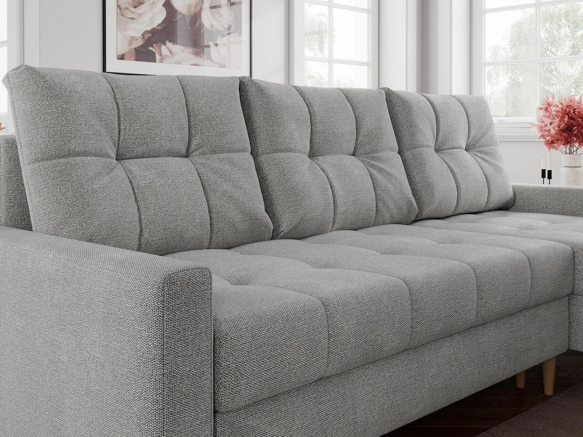 ECKSOFA Colin Struktur Hellgrau - Hellgrau/Braun, Holz/Textil (220/140cm) - MKS