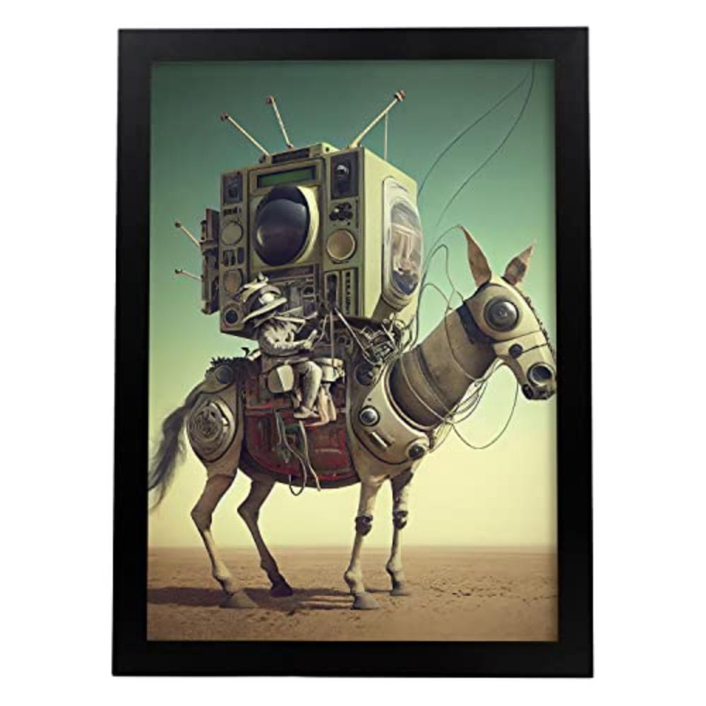 POSTER Esel Filmischer Surrealismus . A4 Schwarzer Rahmen - Schwarz, Papier (29.7/5/21cm) - Nacnic