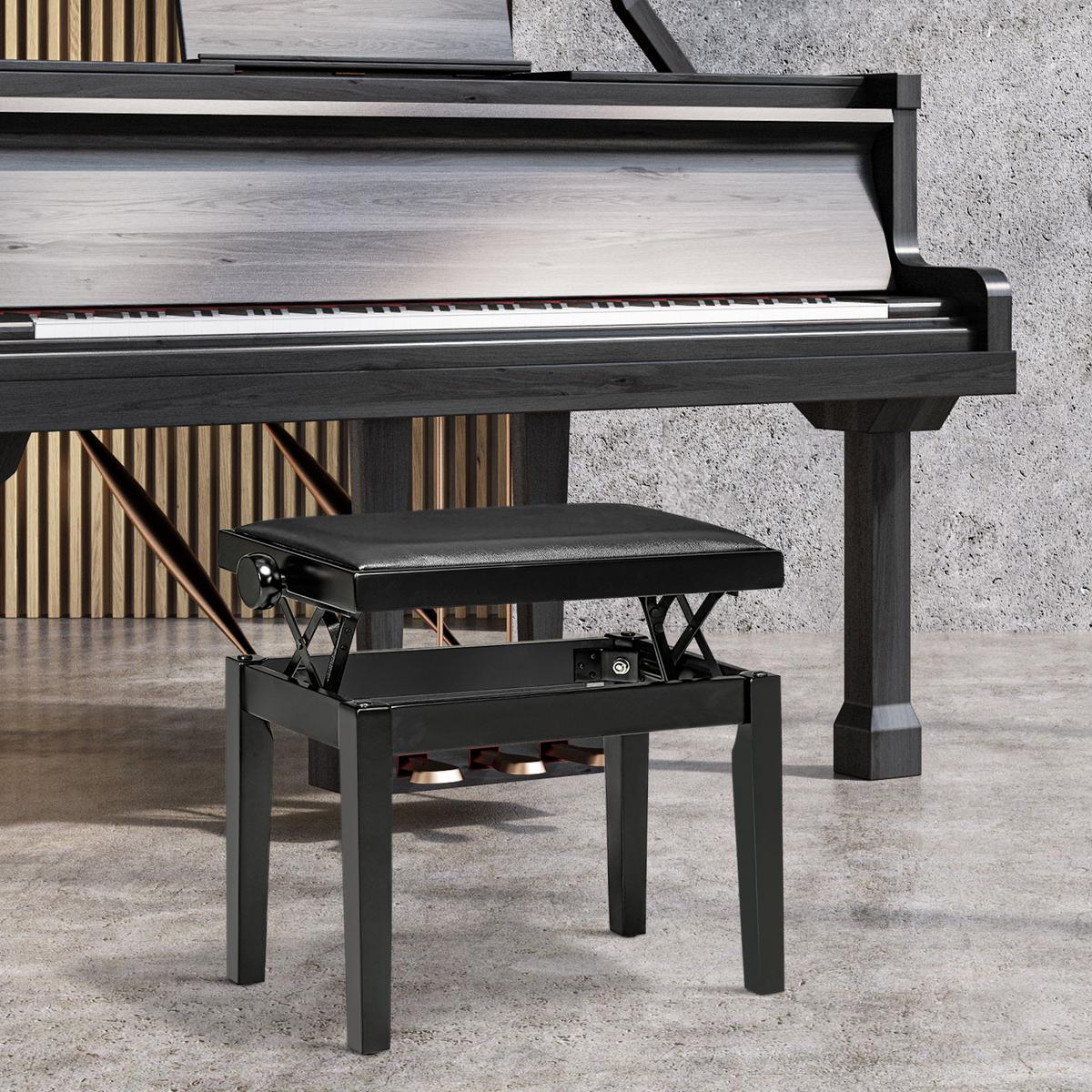 KLAVIERHOCKER, Klavierbank, Schwarz - Schwarz, Holz (33/56/63cm) - HOMCOM