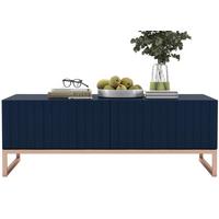 COUCHTISCH Elpis Marineblau matt Glamour 110 cm - Blau/Kupferfarben, Holzwerkstoff/Metall (54/110/39cm) - Meble Lindner