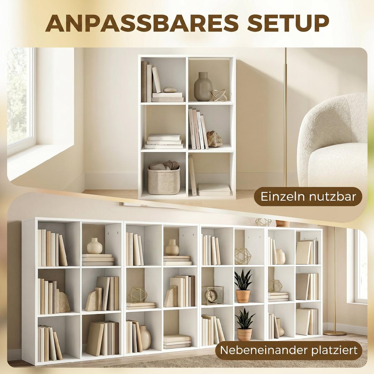 BÜCHERREGAL Spanplatte Weiß - Weiß, Holzwerkstoff (29.5/91.5/61.5cm) - HOMCOM
