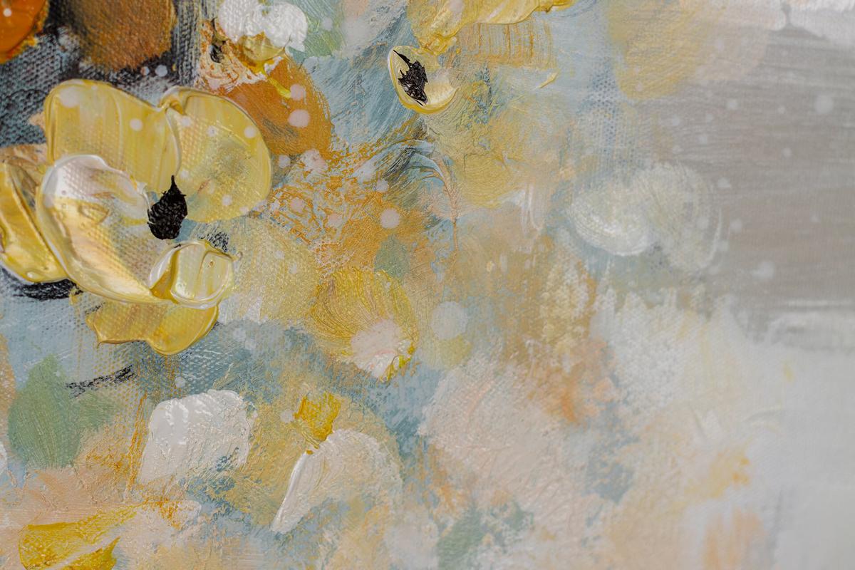 ACRYLBILD HANDGEMALT 90/60 cm - Blau/Gelb, Holz/Textil (90/60cm) - KUNSTLOFT