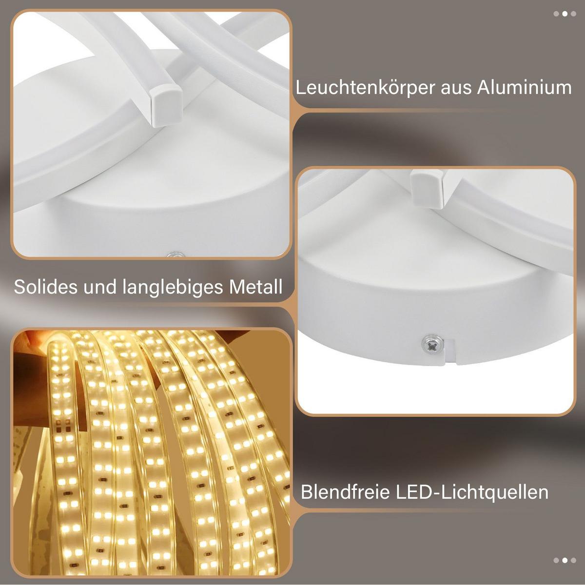 LED-DECKENLEUCHTE Malling 45/19/8 cm - Weiß, Metall (19/45/8cm) - Nettlife