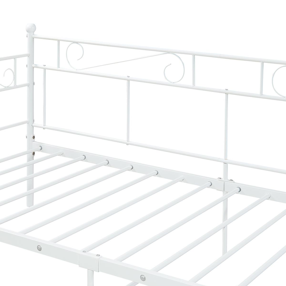 TAGESBETT Granada mit Matratze - Weiß, Textil/Metall (90/200cm) - [en.casa]