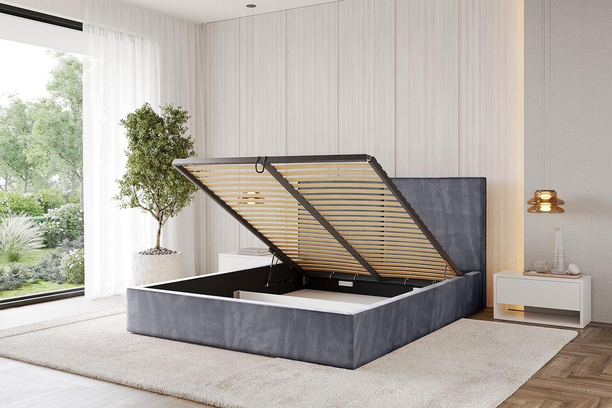 POLSTERBETT mit Bettkasten und Lattenrost, Boxbett ohne Matratze - VANTO 180x200 Dunkelgrau - Dunkelgrau, Holzwerkstoff/Textil (180/200cm) - ALTDECOR