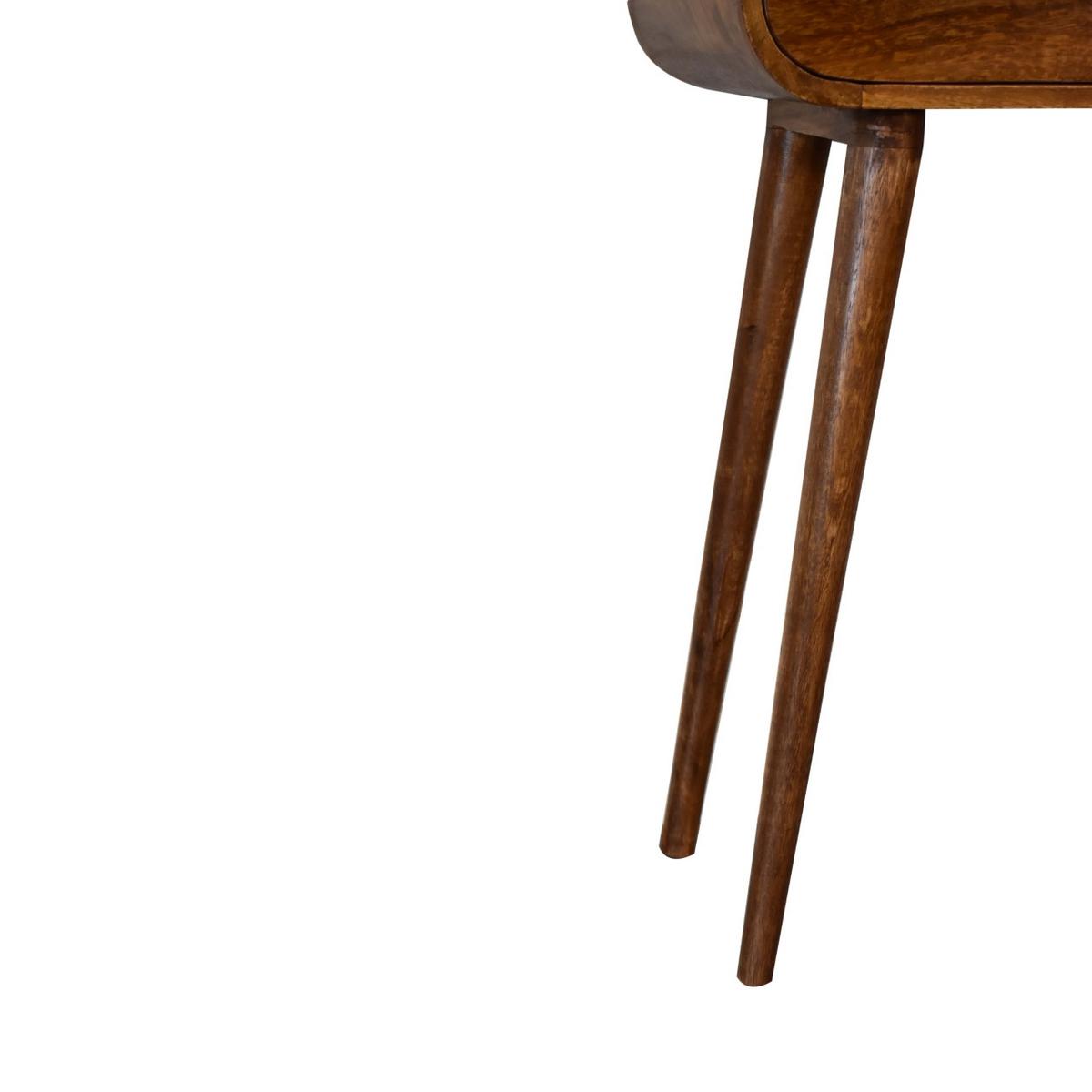KONSOLENTISCH mini im Kastanienholz-Finish, 1 Schublade, Nordische Beine, Braun - Kastanienfarben/Messingfarben, Holz/Metall (30/60/78cm) - Artisan Furniture