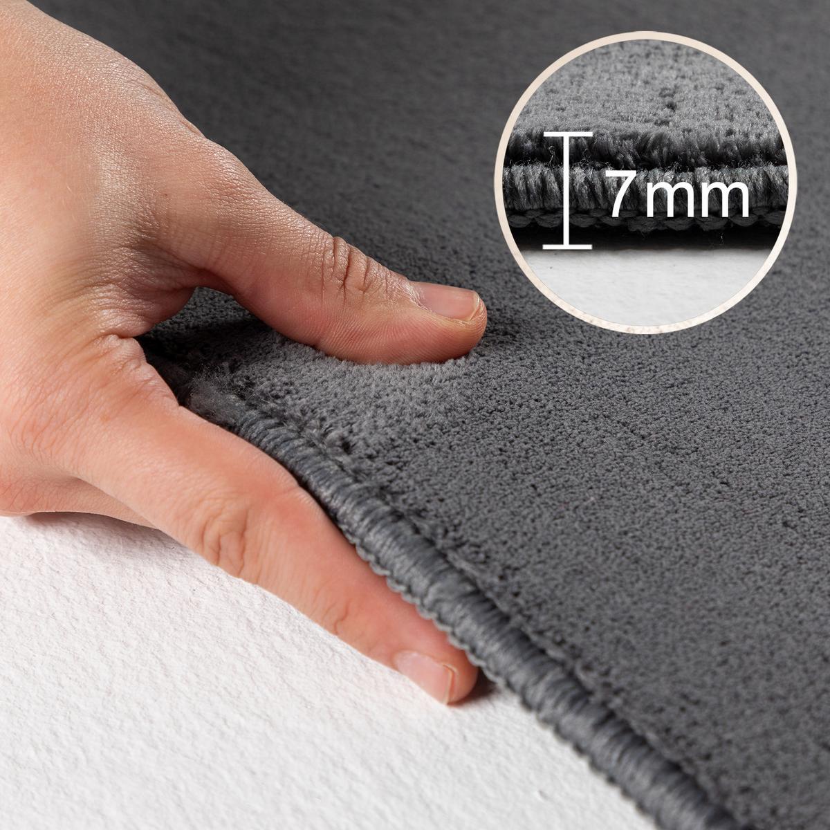 TEPPICH Kurzflor Waschbar LECH in Grau, einfarbig, Ø 200 cm - Grau, Textil (200/200cm) - KADIMA DESIGN