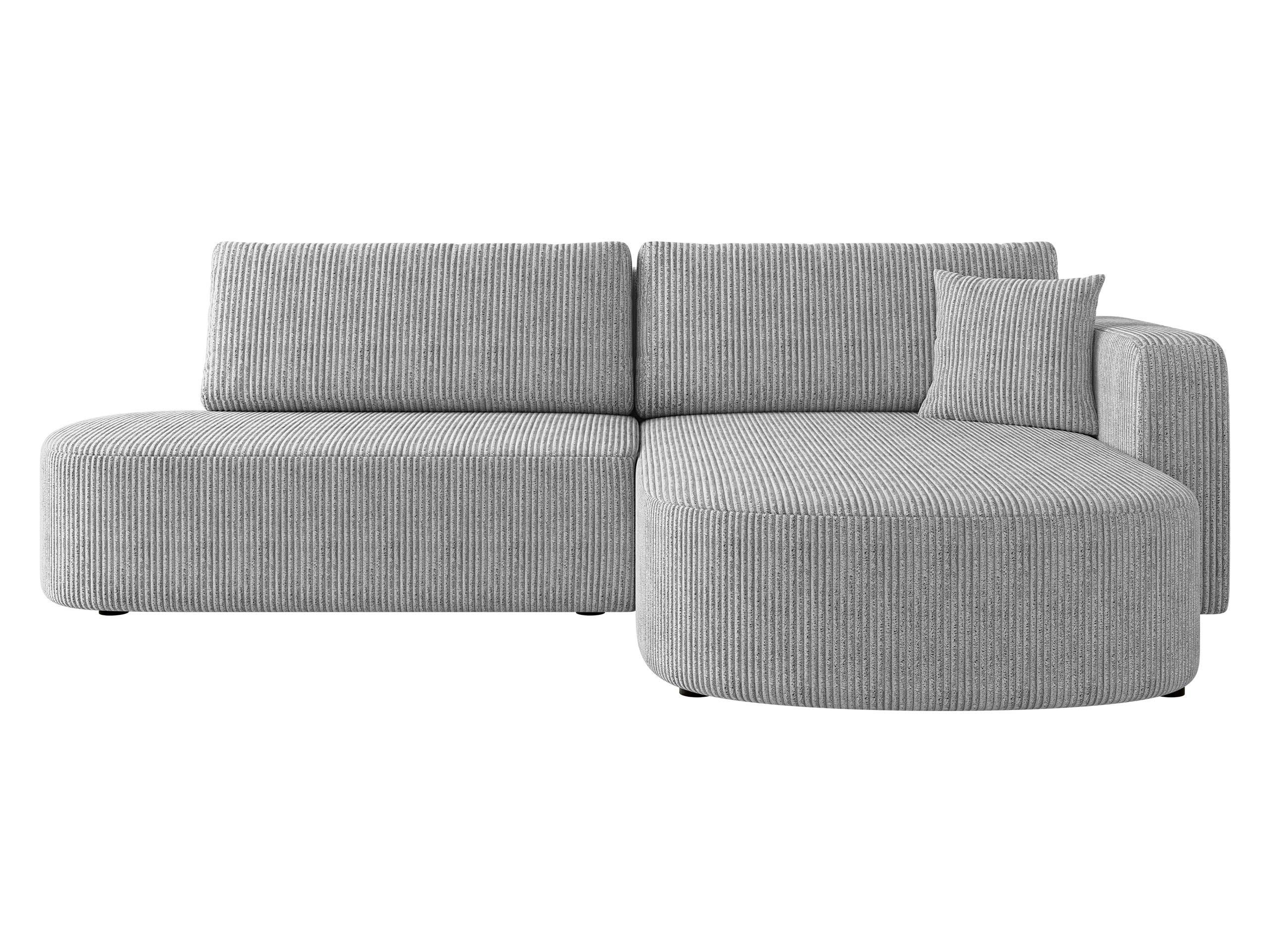 ECKSOFA Zerte Cord, Seite: Rechts - Hellgrau/Schwarz, Holz/Kunststoff (252/175cm) - MIRJAN24