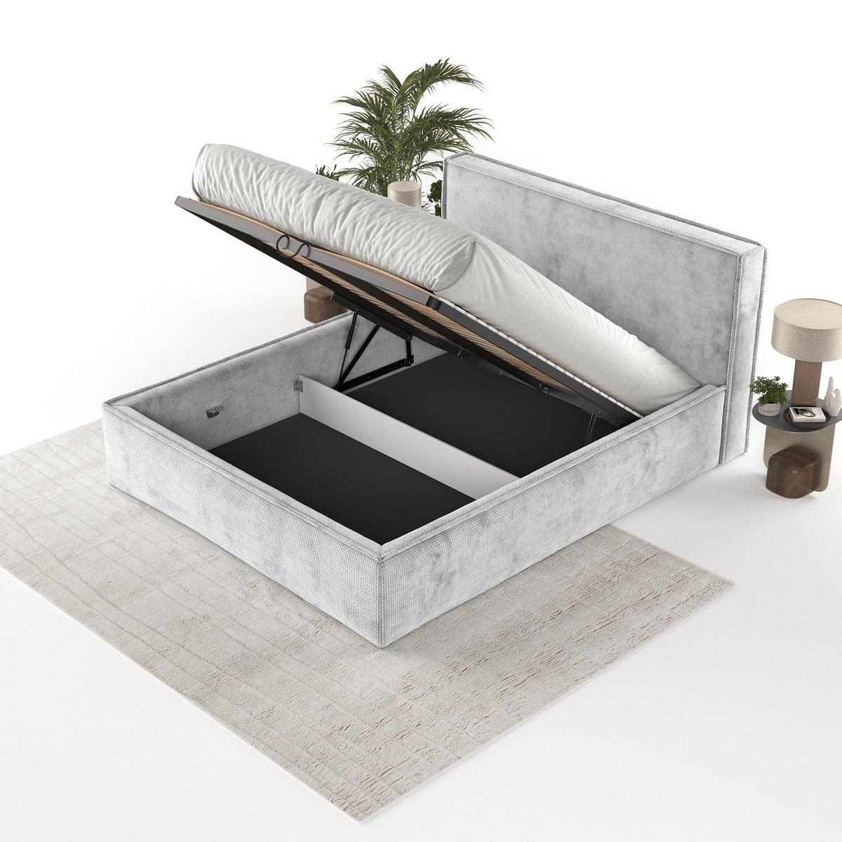 POLSTERBETT Sato mit Stauraum 140/200 cm Hellgrau im Bonita Stoff - Hellgrau/Schwarz, Holz/Holzwerkstoff (140/200cm) - AltaBeds