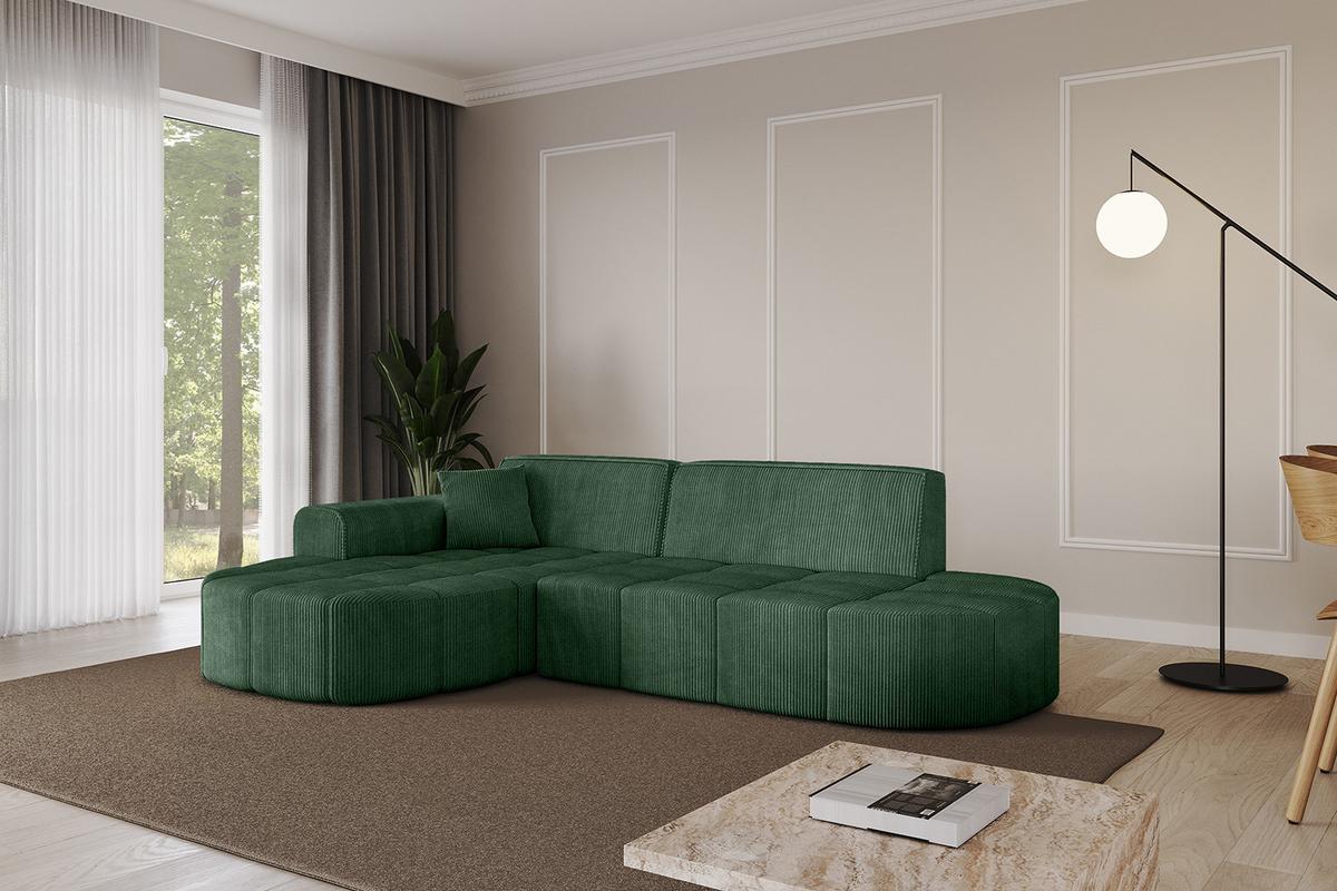 ECKSOFA Ottomane Links LIVO-L1 - 252x173x79,5 cm Grün - Grün, Holzwerkstoff/Textil (252/173cm) - ALTDECOR