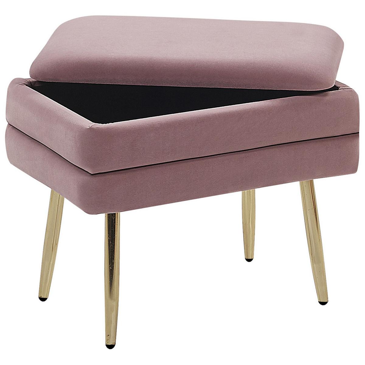 TRUHENBANK Rosa Odessa - Pink/Goldfarben, Textil (49/43/34cm) - Beliani