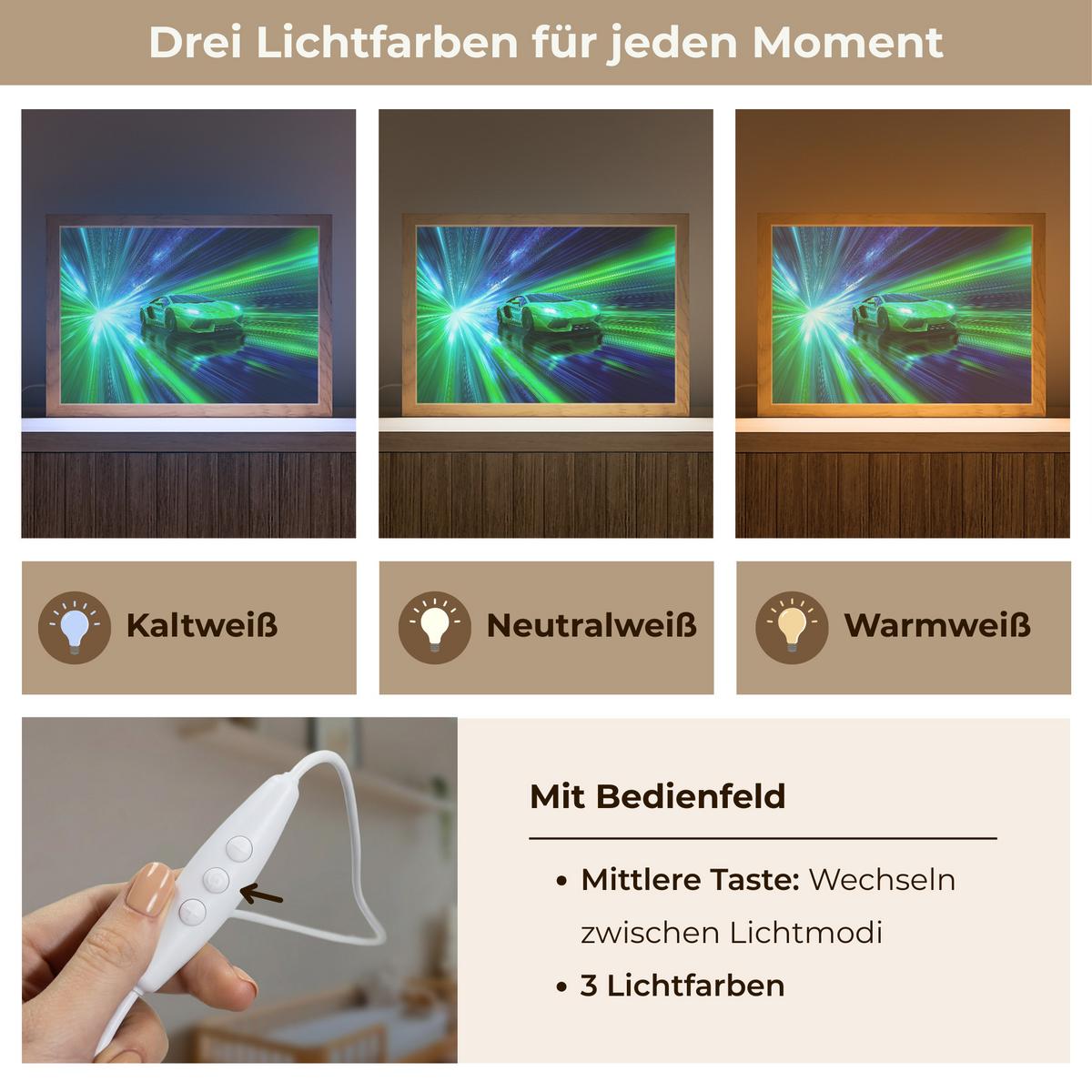 NACHTTISCHLAMPE Geschwindigkeit - Leicht - Sportwagen - Grün 30x20 cm - Grün, Holzwerkstoff (8/30/20cm) - OnlyWow