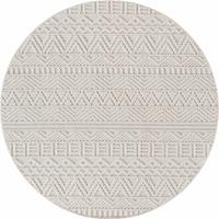 TEPPICH Flachgewebe LANGAU in Creme, mit Ethno-Streifen, Ø 120 cm - Creme, Textil (120/120cm) - KADIMA DESIGN
