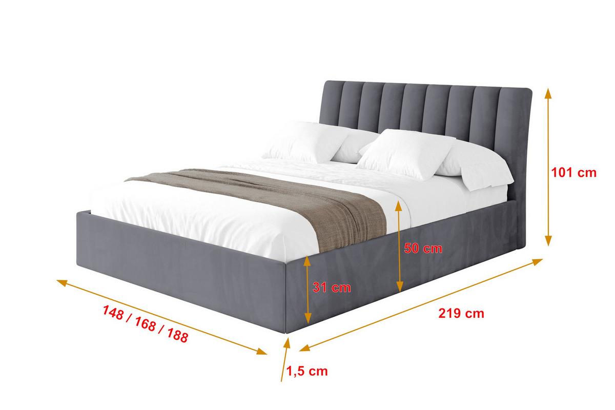 POLSTERBETT mit Bettkasten und Lattenrost, Bett mit Matratze H3/H4 - ILAN 180x200 Dunkelgrau - Dunkelgrau, Holzwerkstoff/Textil (180/200cm) - ALTDECOR