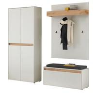 GARDEROBEN-SET weiß matt, Eiche Wotan 195 cm 4-teilig, Flurgarderobe mit viel Stauraum - Eiche Wotan/Schwarz, Holzwerkstoff/Kunststoff (195/200/40cm) - Furn.Design
