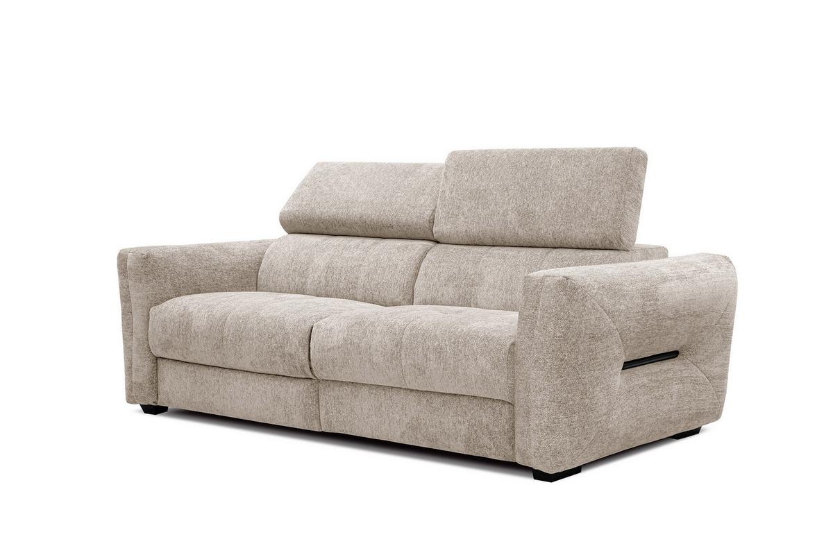 SOFA CALVERA 3-Sitzer mit 1 Relaxfunktion, ecru - Ecru, Holzwerkstoff/Textil (204/79/106cm) - Wozimo
