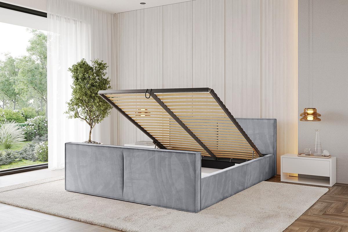 POLSTERBETT mit Bettkasten, Fußteil und Lattenrost, Boxbett mit Matratze H3/H4 - EMMI-Z-V1 180x200 Hellgrau - Hellgrau, Holzwerkstoff/Textil (180/200cm) - ALTDECOR