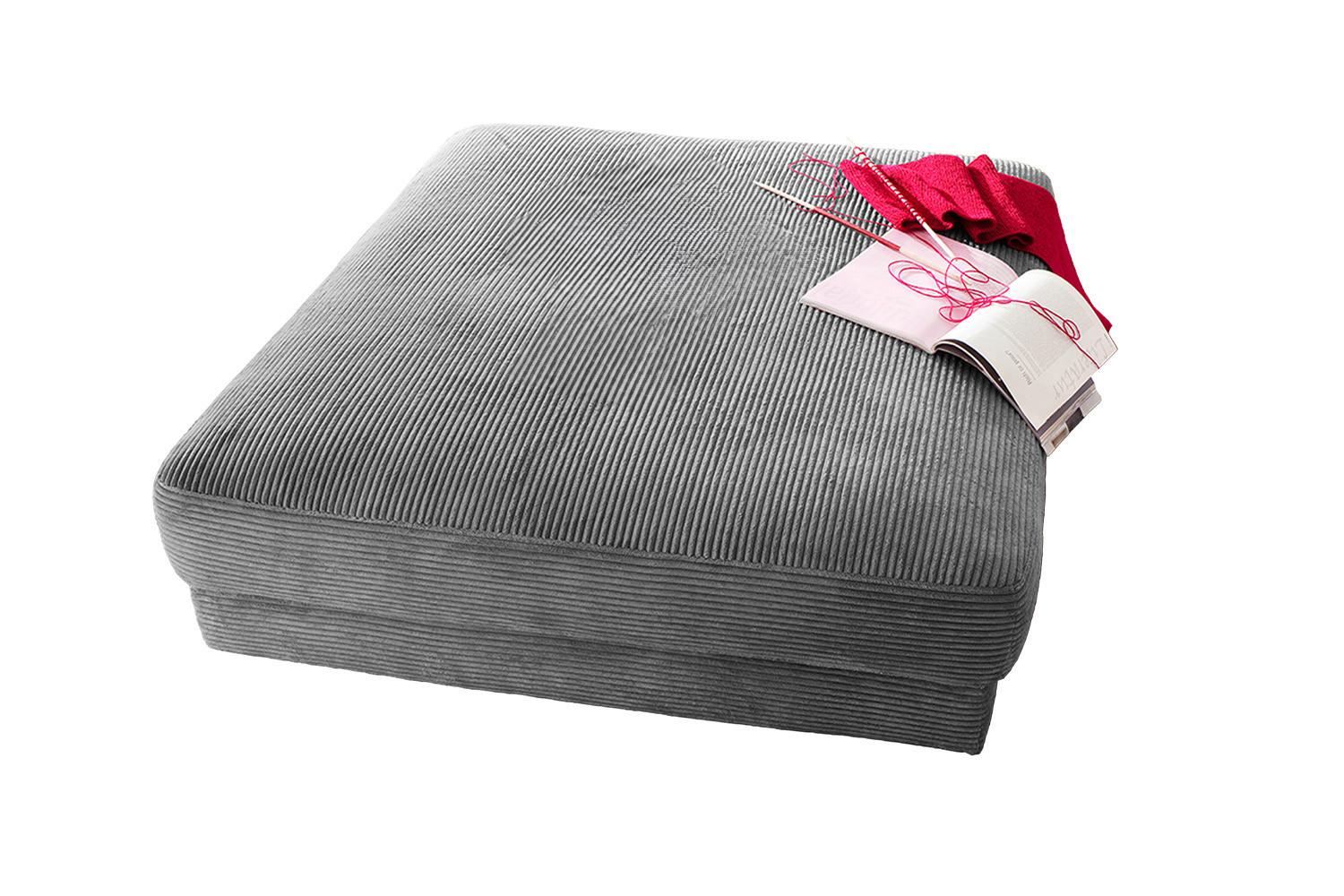 BIG HOCKER MADELINE Grau Cord - Grau, Textil (120/43/120cm) - KAWOLA
