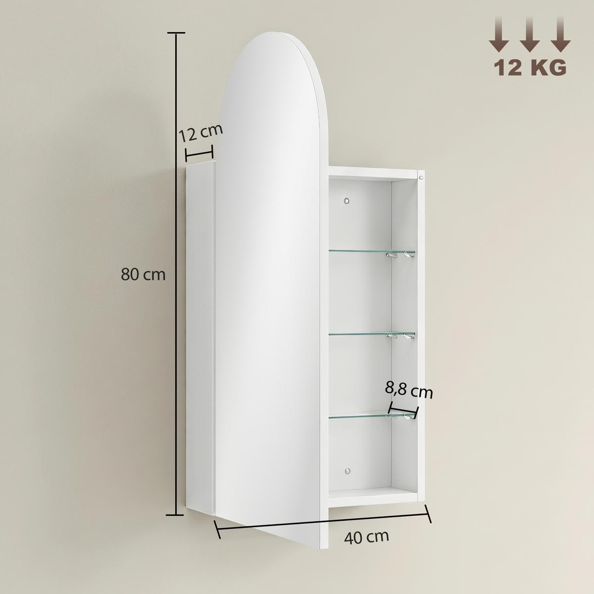 SPIEGELSCHRANK MDF Weiß - Weiß, Glas/Holzwerkstoff (12/80/40cm) - HOMCOM