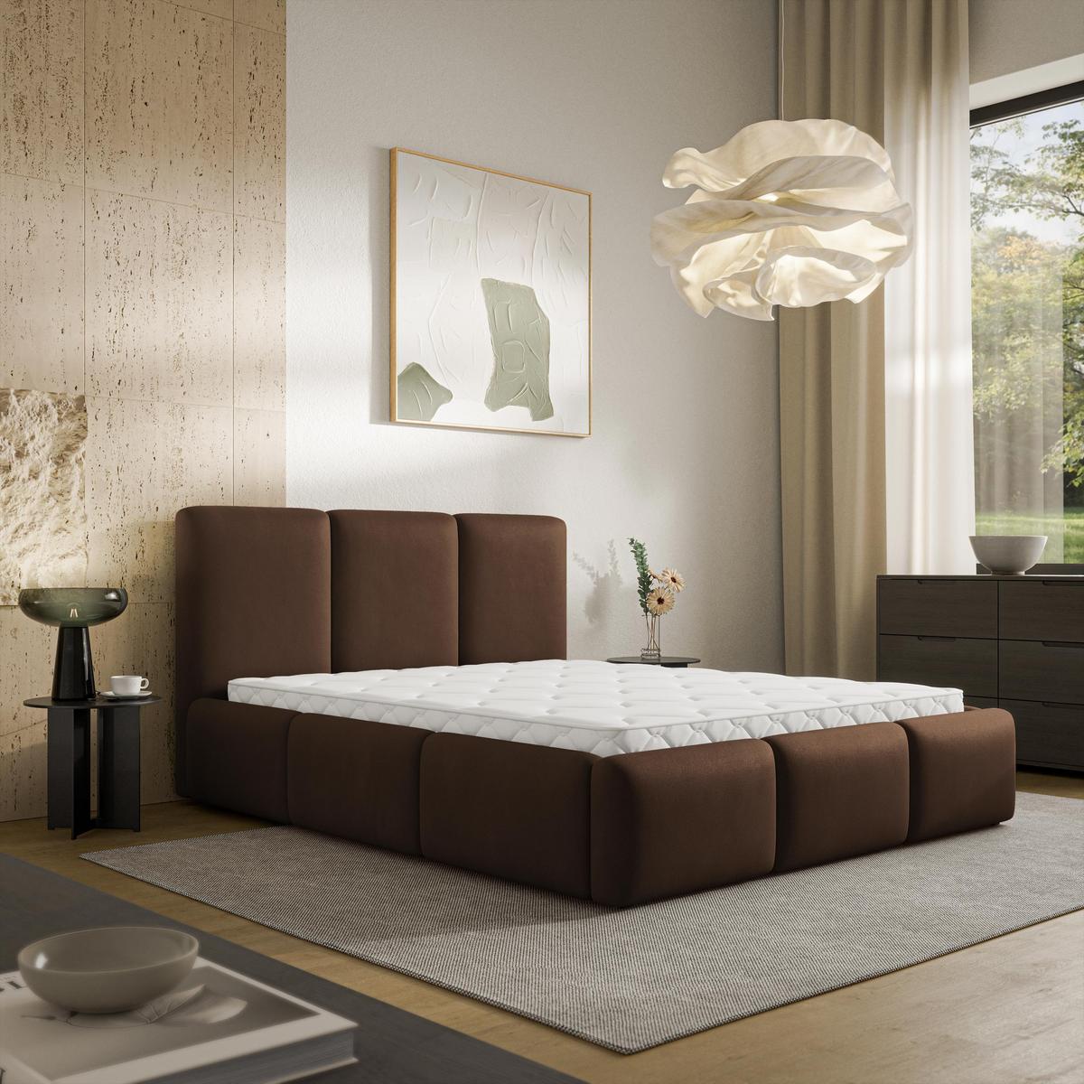 POLSTERBETT ARSIL 180x200 cm mit Bettkästen - Braun - Braun, Holz/Textil (180/200cm) - MASSENO