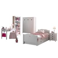 KINDERZIMMER Kamila 13 weiß aus MDF mit Bett, Schrank und Nachtkonsole - Weiß, Holzwerkstoff (420/1/220cm) - 58aufmkessel