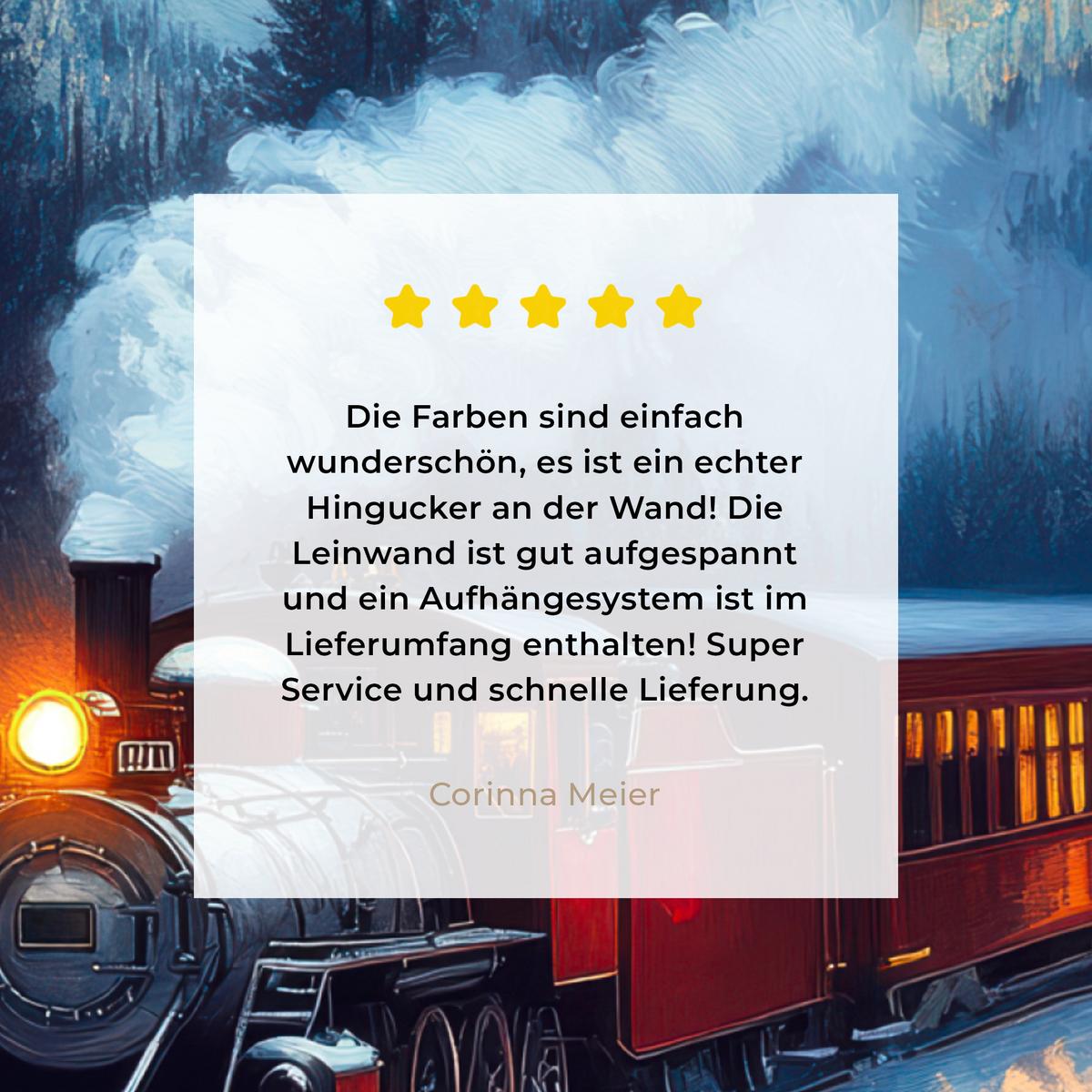 LEINWANDBILD Zug - Weihnachten - Schnee - Weihnachtszug Deko Groß 90x90 cm - Anthrazit, Textil (90/90cm) - MuchoWow