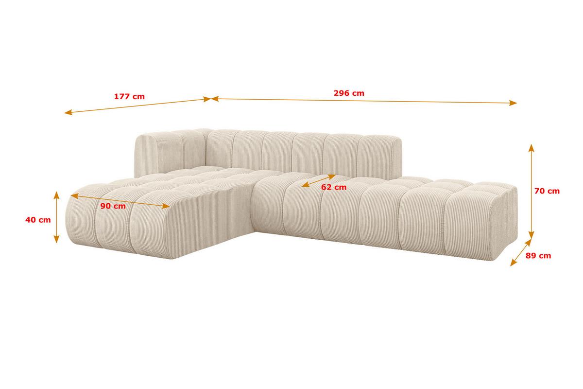 ECKSOFA modulares Sofa Zuvon-L1 - 296x177x70 cm Beige - Beige, Holzwerkstoff/Textil (296/177cm) - ALTDECOR