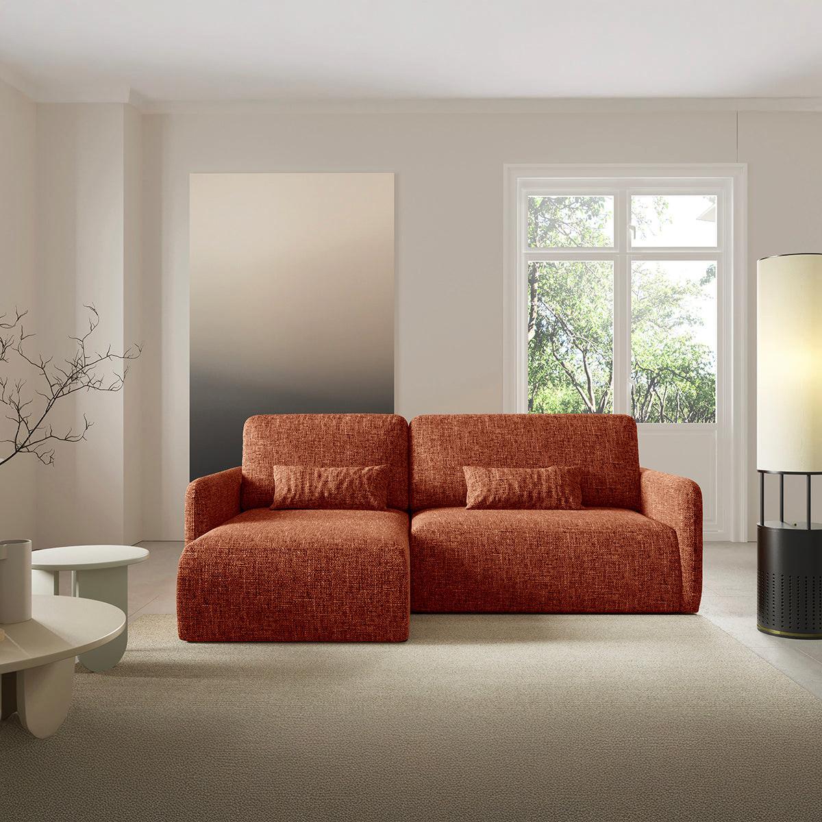 ECKSOFA Lazare 3 Sitzplätze Terracotta - Orange, Holz (217/148cm) - Petits-meubles